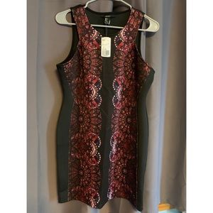 Forever 21 black short dress with red pattern sz m